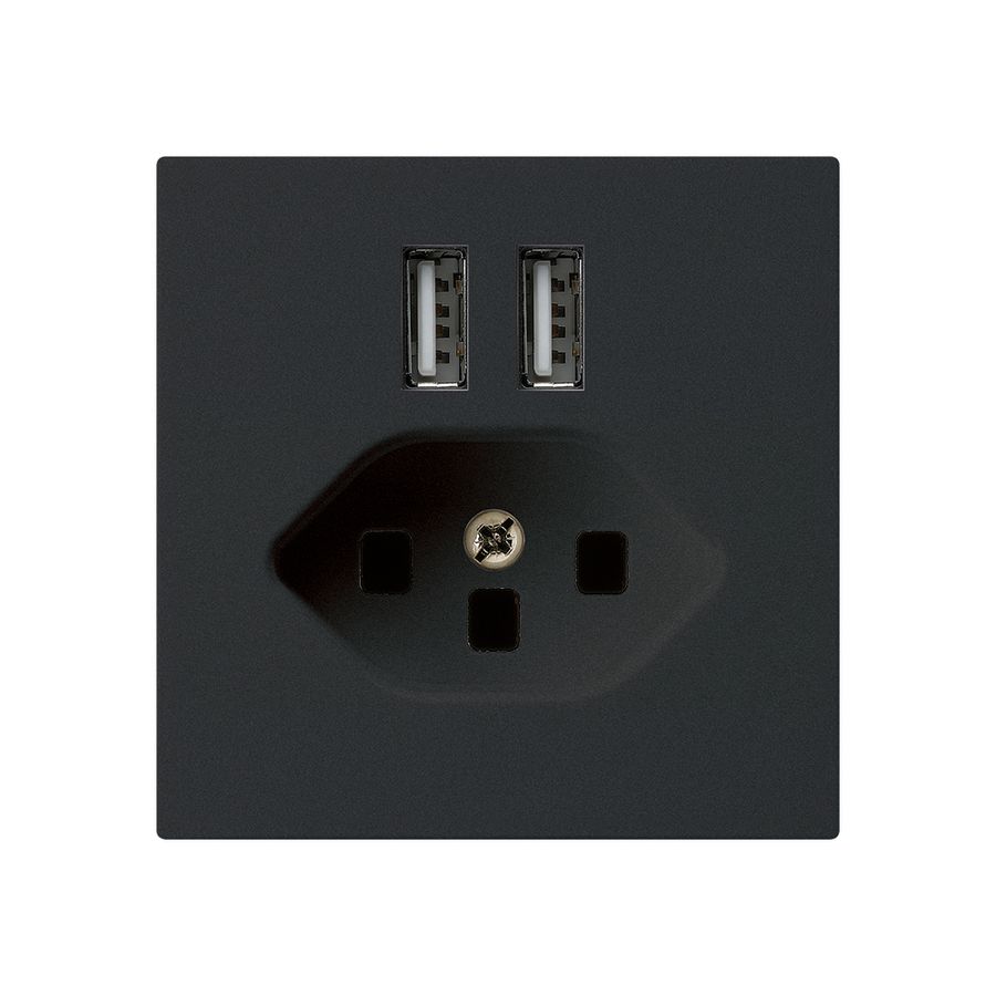 Steckdose 2×USB & T23 kallysto A 2400mA schwarz