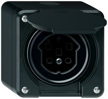 Presa AP robusto 1×T25 16A 400V 86×86mm IP21 nero
