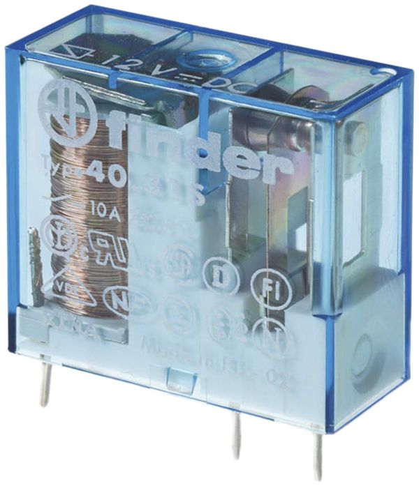 Relais commutation Finder 40, 1C 10A/18VDC sensitif AgNi 3.5mm RT II