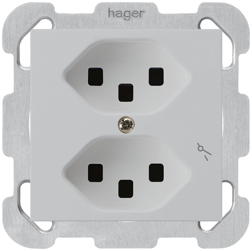 Presa INC Hager kallysto 2×T23 1×S B grigio chiaro
