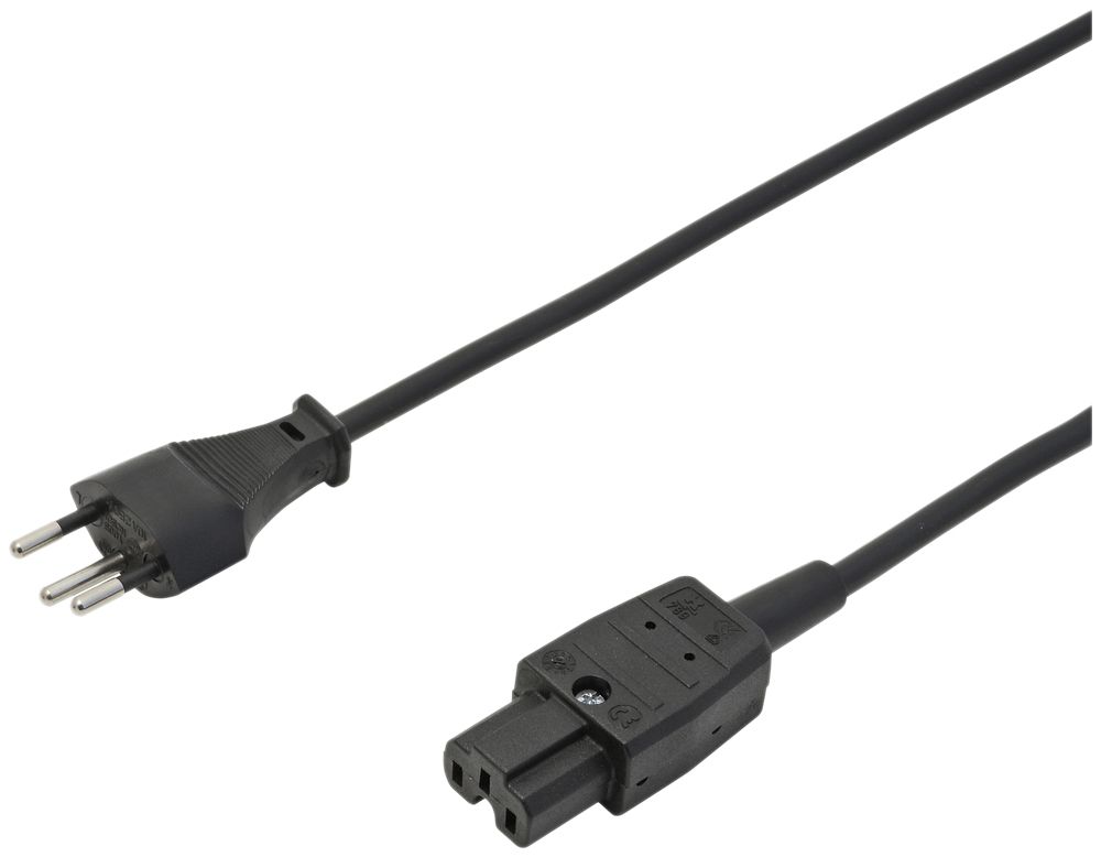 Apparatekabel Td 3×1mm² 3m schwarz Stecker T12/S-Hot