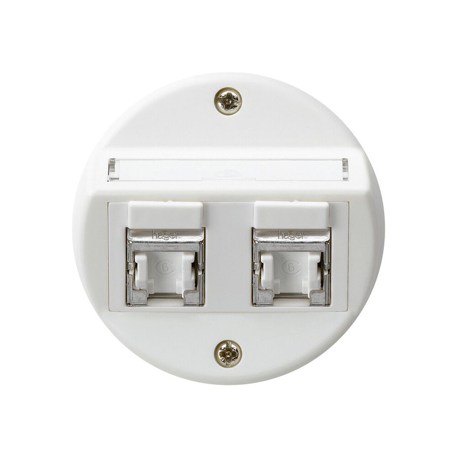 Insert pour prise ENC basico A cat.6 2×RJ45/s sortie oblique blanc