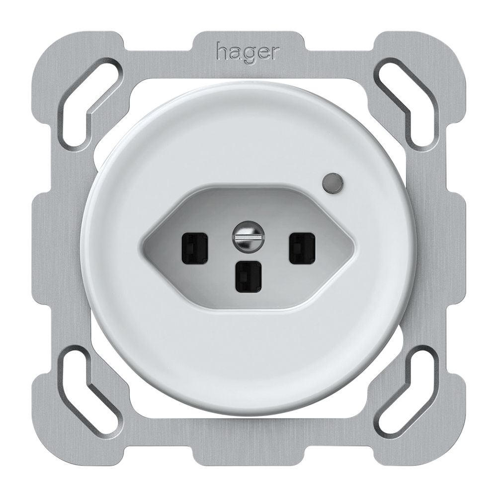 Prise ENC origin 1×type 23 lum.vert 16A 230V 77×77mm blanc