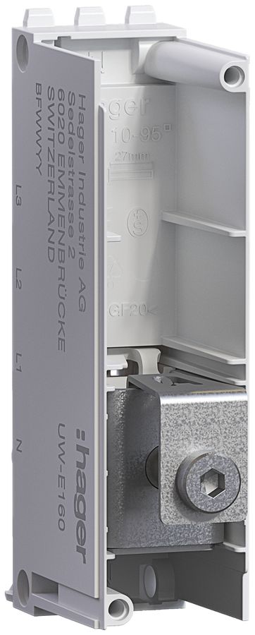 Module d'alimentation Hager uniway 160A, N, sans couvercle, largeur 27mm