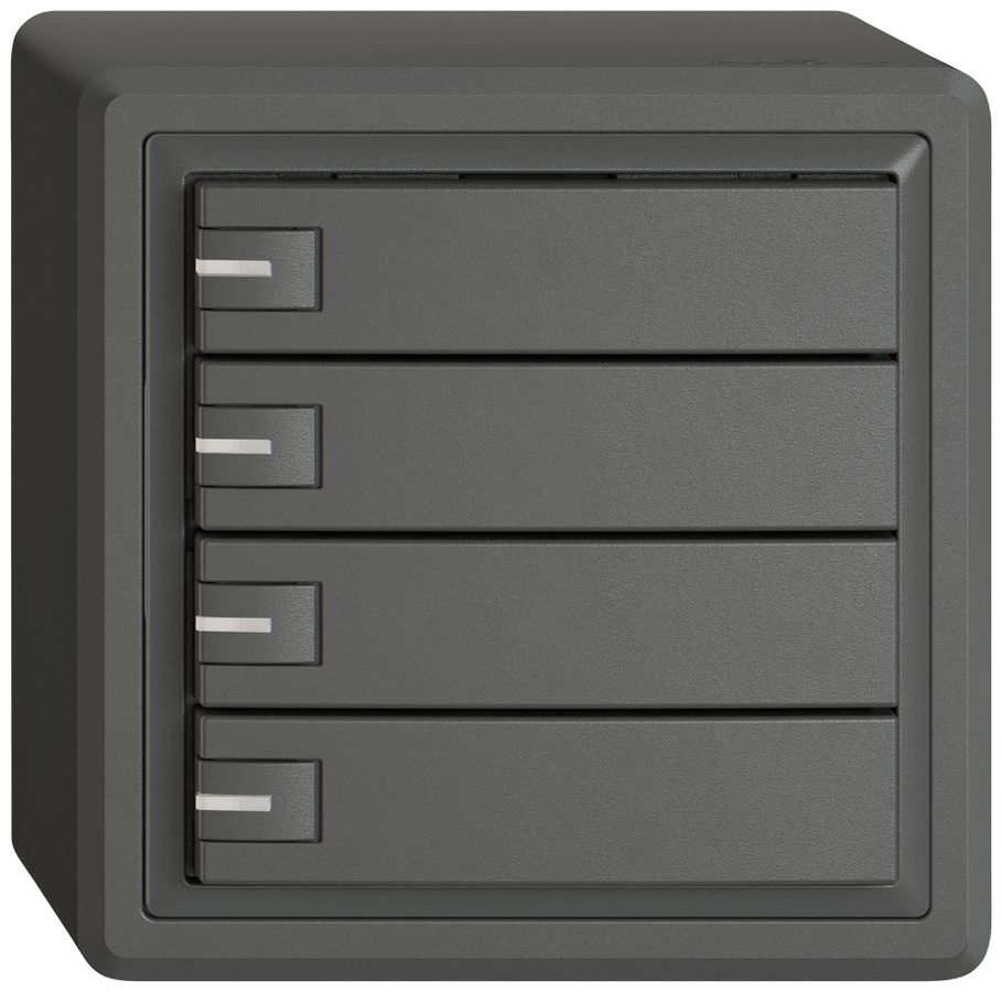 Pulsante universale AP EDIZIO.liv UNI SNAPFIX® 12…48V c.LED blu 4× com.1T grs