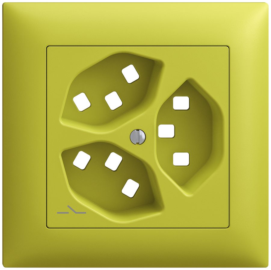 Kit montaggio INC Feller EDIZIOdue, per presa 3×T23 1×separato, lemon