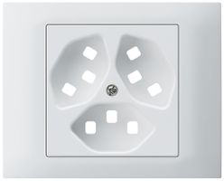 EB-Frontset Hager kallysto für Steckdose G3 3×Typ 23 Abdeckrahmen steckbar weiss