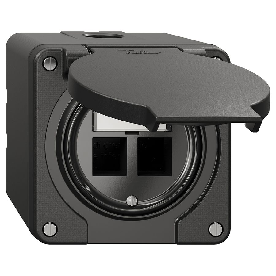 Kit de montage NAP Feller Keystone, pour sortie droite, double, noir