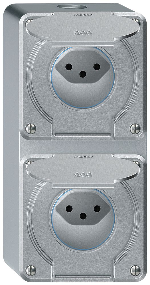 AP-Kombination robusto 2×1, 2×Steckdose T13 IP55 aluminium