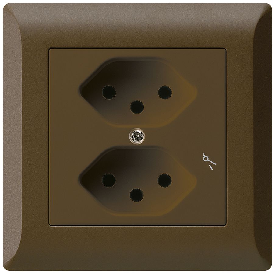 UP-Steckdose kallysto.line 2×T13/1 braun mit Kinderschutz