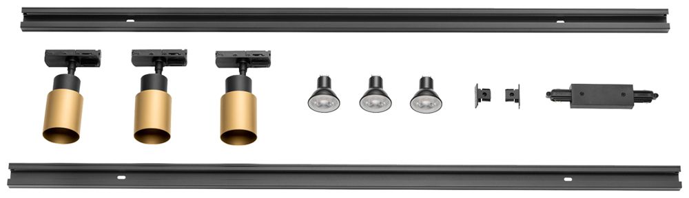 Leuchten-Set SLV PURI 2.0 GU10 1×6W DIM AD1PH gold/schwarz 3 Stk