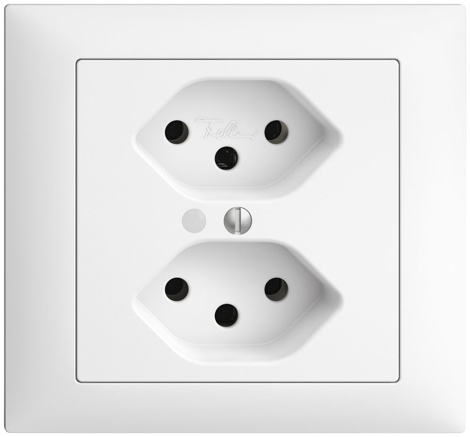 Prise INC EDIZIOdue 2×T13 blanc, avec LED vert