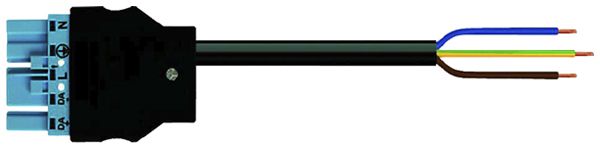 Câble de passage MIDI 2×1.5/3×1.5mm² 16A 250V 1m cod.I fiche-libre bleu Cca