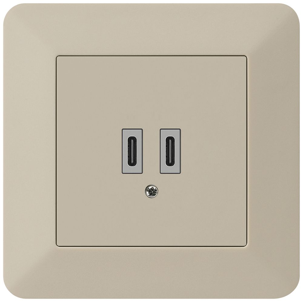 UP-USB-Ladesteckdose Hager kallysto.trend C-C 20W 5V 94×94mm beige