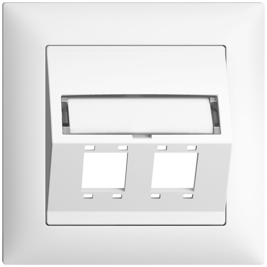 Kit montage ENC EDIZIOdue FMI sortie oblique 2×R&M cat.5e/6/LC spécial, blanc