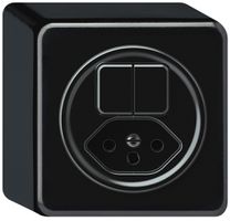 AP-Kombination origin 2×Tasten 2CO+T13 1P 0<1 10A 230V 88×88×54mm schwarz
