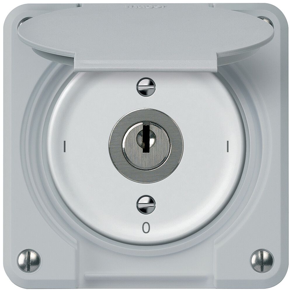 Interrupteur à clé robusto interrupteur en/hors 1 pôle 16A 250V 86×86mm gris
