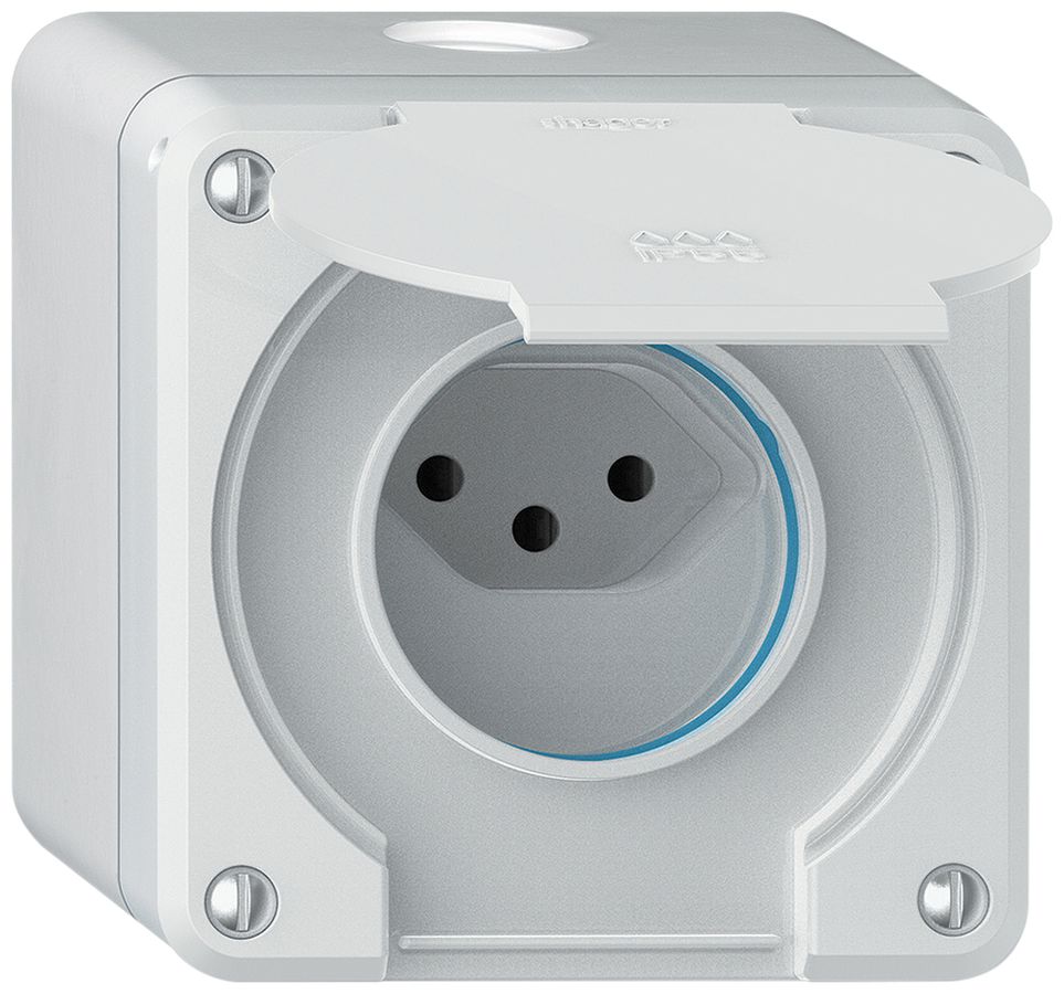 Presa AP robusto 1×tipo 13 IP55 bianco