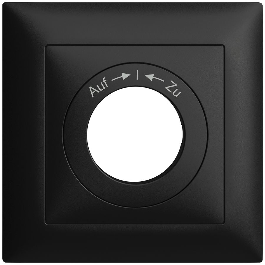Frontset EDIZIOdue Auf->I<-Zu schwarz 88×88mm für Schwenktaster