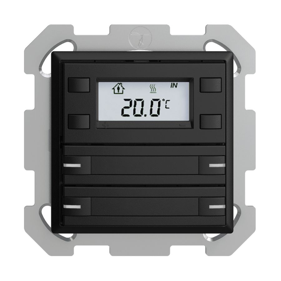 Poussoir RTH ENC KNX 4× EDIZIOdue FM noir, avec papier+LED RGB