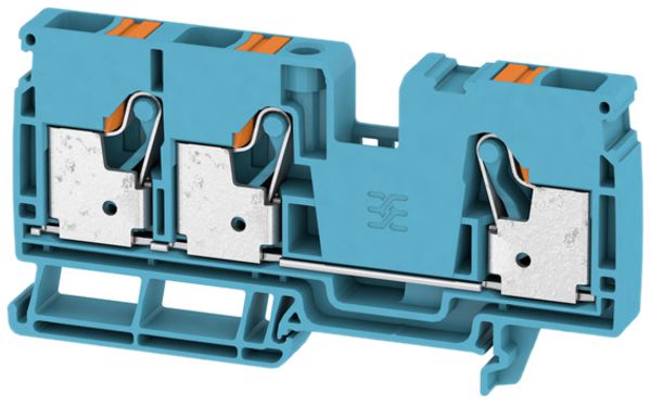 Borne de passage Weidmüller A3C PUSH IN 3×10mm² TS35 bleu