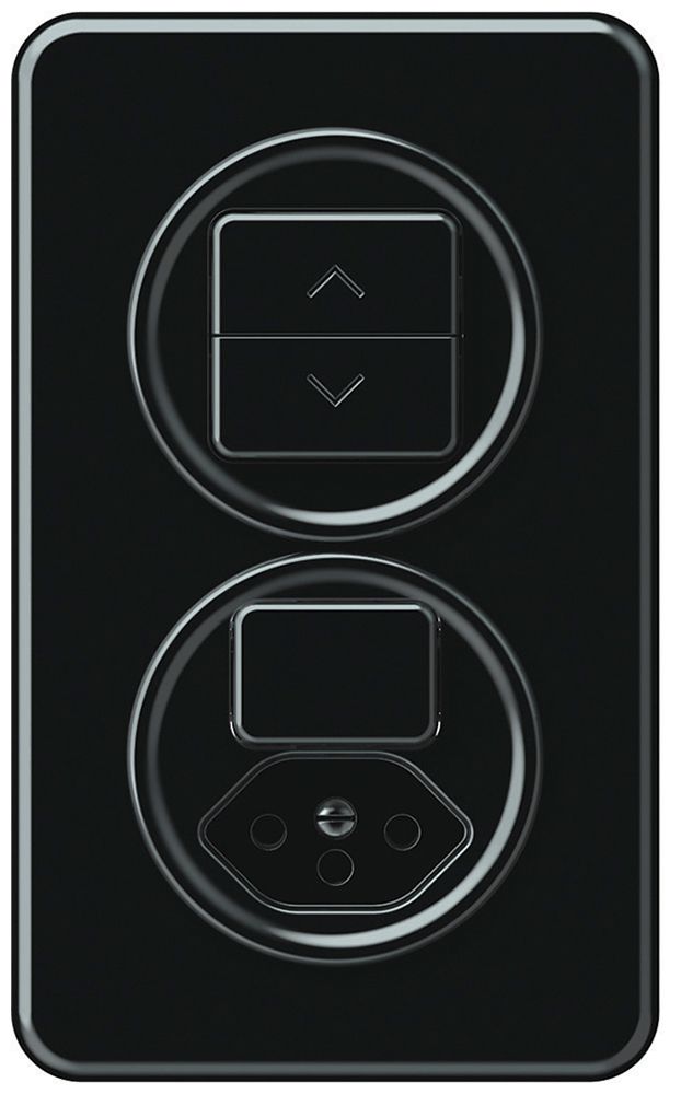 Combinazione INC origin interruttore per tapparelle + sch 3/1L+T13 88×148mm nero