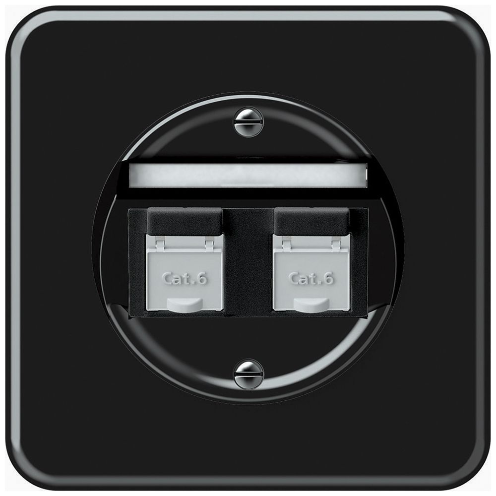 UP-Anschlussdose origin 2×RJ45 8(8) Kat.6 schräg 92×92mm schwarz