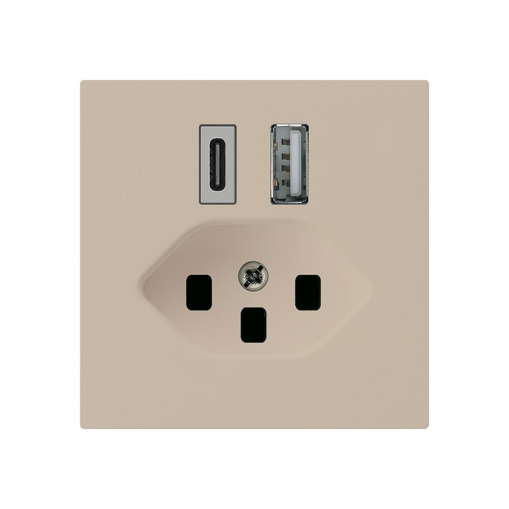USB-Ladesteckdose kallysto 18W PD 1×Typ A 1×Typ C T23 beige
