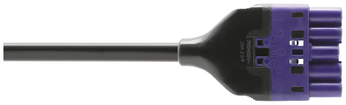 Anschlussleitung Woertz 49345/C1 5×2.5mm² 400V 20A 3m vi Stecker-frei Cca