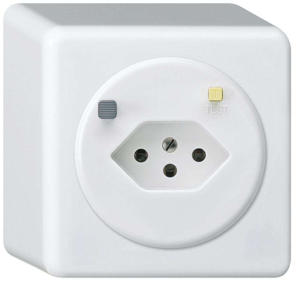 AP-Steckdose basico T13 FI 30mA weiss