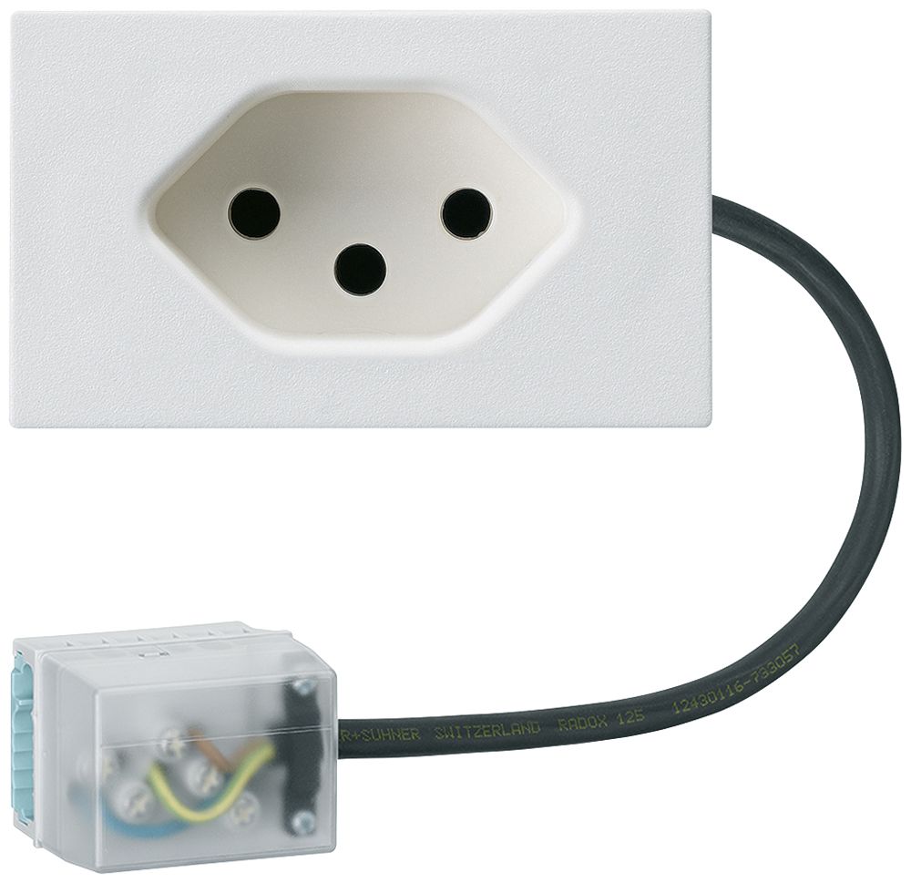 Prise INC 1×type 13 Hager FLF pour câble plat Ecobus power L3 blanc