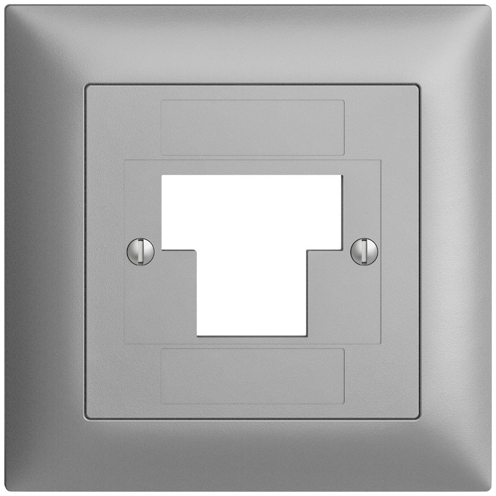 Frontset EDIZIOdue silver 88×88mm 1×TT 2×RJ45