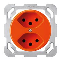 Insert pour prise ENC basico 2×type 13S avec plaque de fixation orange