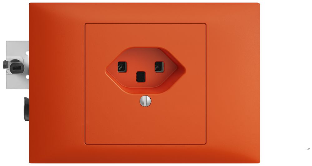 EB-Steckdose EDIZIOdue T23 16A orange 53mm, Schraubklemme
