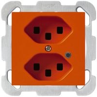 UP-Steckdose Hager kallysto 2×T23 beleuchtet B orange