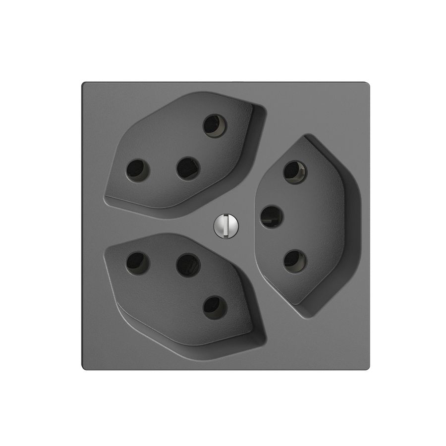Prise ENC EDIZIOdue 3×T13 gris foncé avec shutter