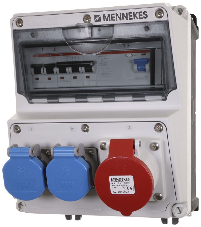 Stromverteiler Mennekes Amaxx 1×CEE16 1×FI/LS 40A 30mA IP44