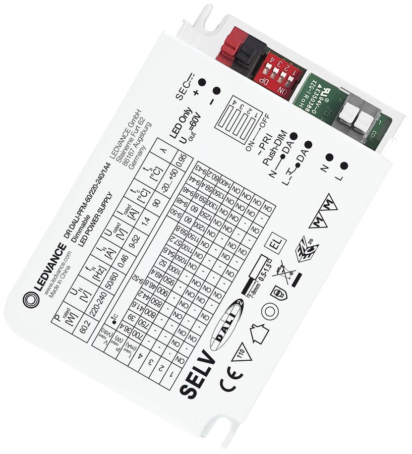 Convertitore LED LDV PERFORMANCE DALI 60W 1400mA 100×76×32 mm