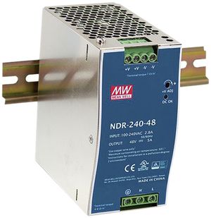 Alimentation INC MEAN WELL NDR-240-48 IN: 90…264VAC OUT: 48VDC/240W 63mm