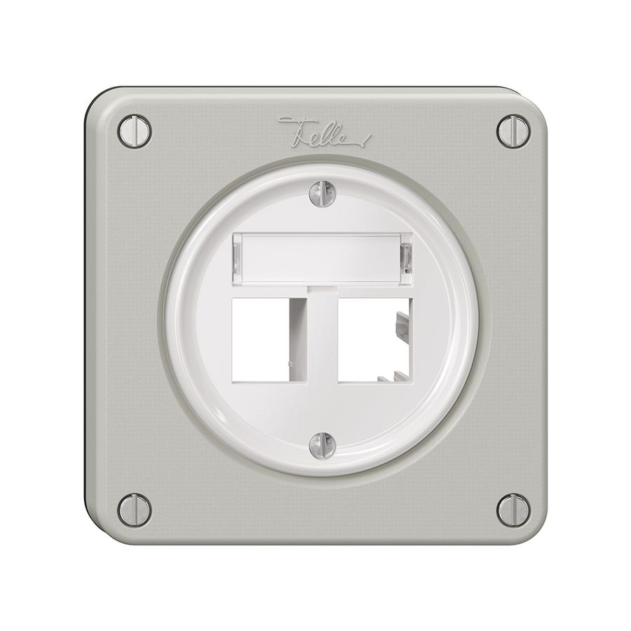 Kit de montage Feller freenet, pour sortie droite, double, gris clair