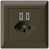 UP-USB-Ladesteckdose Hager kallysto.line C-C 20W+T23 5V 92×92mm braun