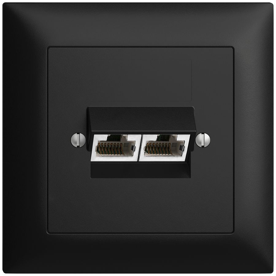 UP-Anschlussdose 2×RJ45/s 4P getr. EDIZIOdue schwarz ITplus