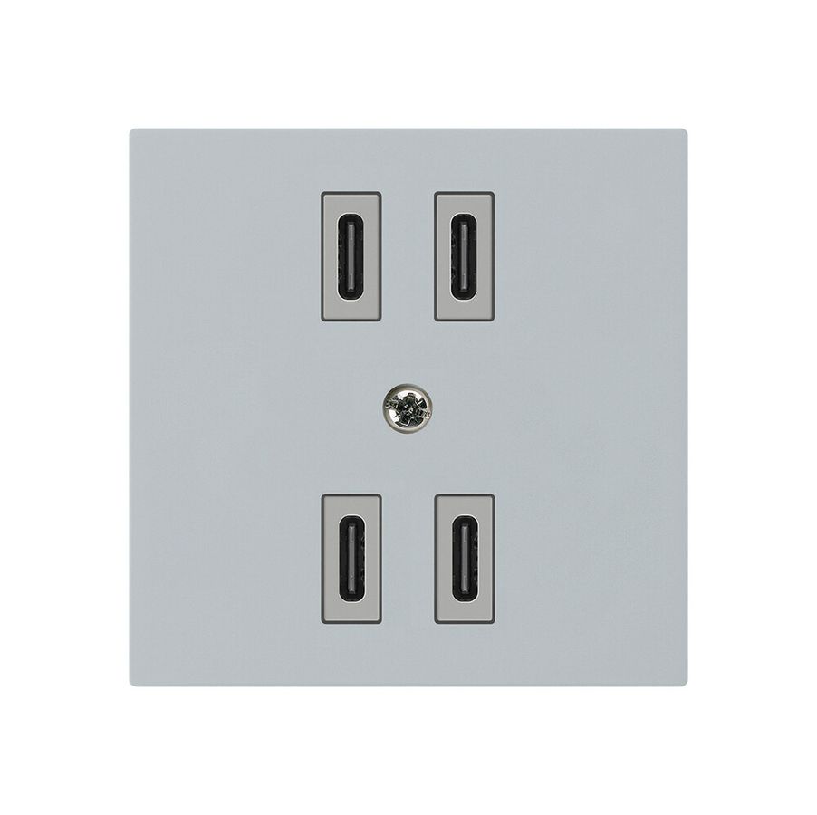 USB-Ladesteckdose Hager kallysto 2×C-C 2×20W oder 4×10W 5V 60×60mm grau