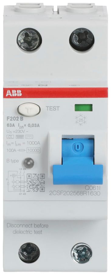 Interrupteur différentiel proM compact 1PN type B, 63A 30mA 2UM légèr.retardé