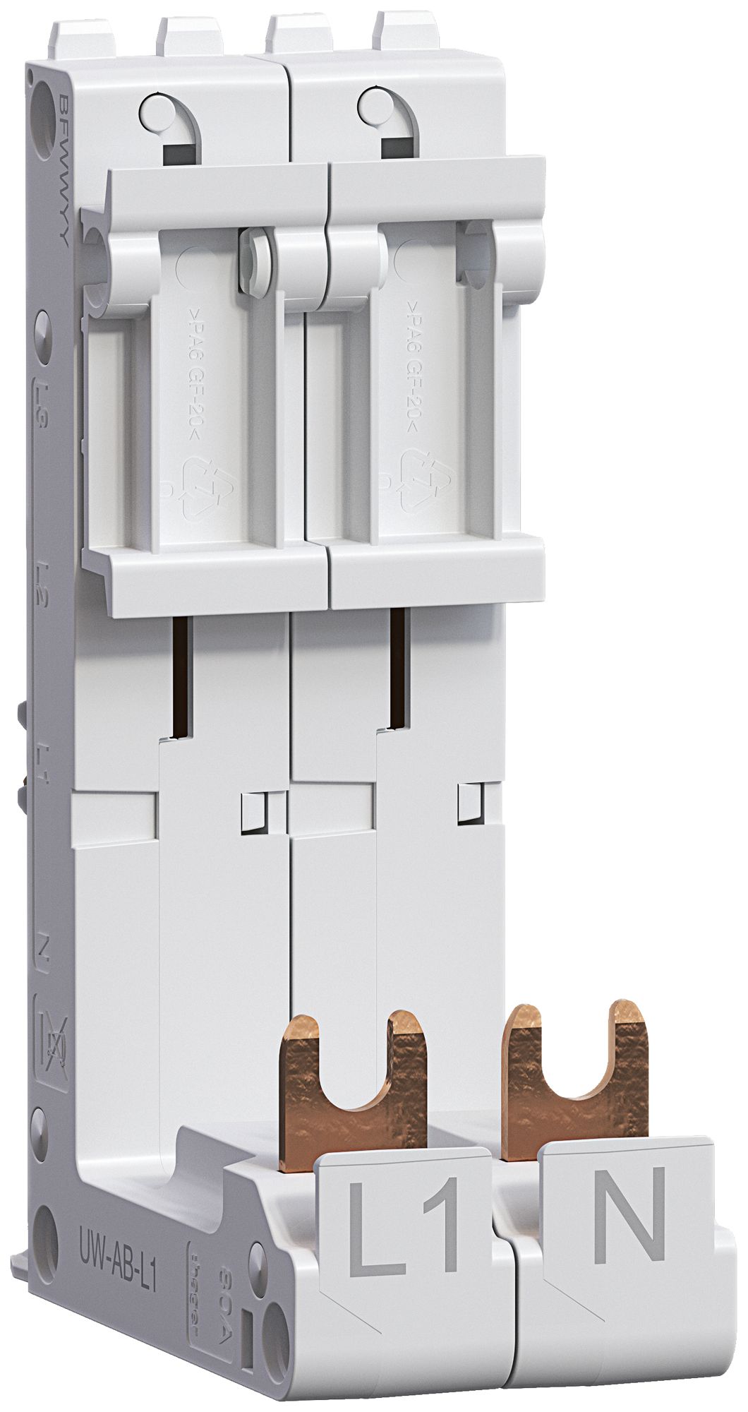 Adapter Hager uniway Bi-Connect 80A, 2P, L1N