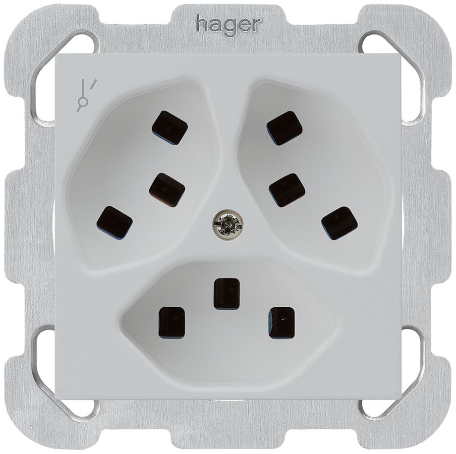 Presa INC Hager kallysto 3×T23 1×S B grigio chiaro