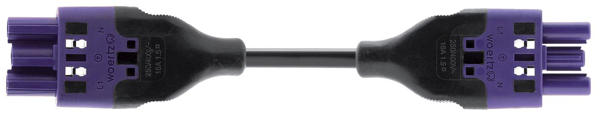 Verbindungsleitung Woertz 49343/C1 3×1.5mm² 250V 16A 5m vi Buchse Stecker Cca