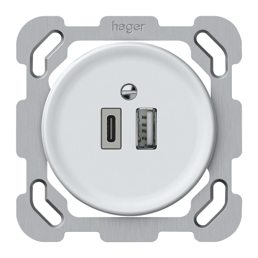 UP-USB-Ladesteckdose origin 1×USB-A 1×USB-C 3000mA 5V weiss