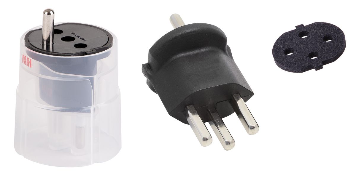 Fixadapter MAX HAURI 3L T23/Schuko, schwarz mit Moosgummi  16A 230VAC