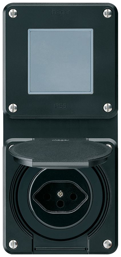 UP-Kombination Hager robusto I-I vertikal 3/1L+Typ 13, schwarz